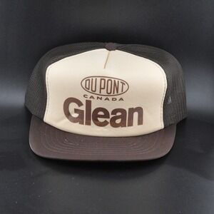 DuPont Trucker Hat OS Brown Cream Excellent‎ Vintage Glean Canada Snapback Mesh